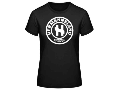 Frauen T-Shirt Hermannsland Logo Gro Schwarz
