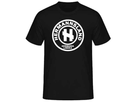 Mnner T-Shirt Hermannsland Logo Gro Schwarz